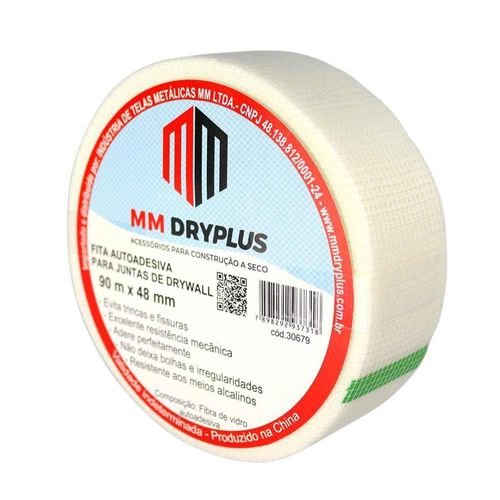 Fita Telada Adesiva Fibra Vidro Branco 48mm 90m MM Dryplus