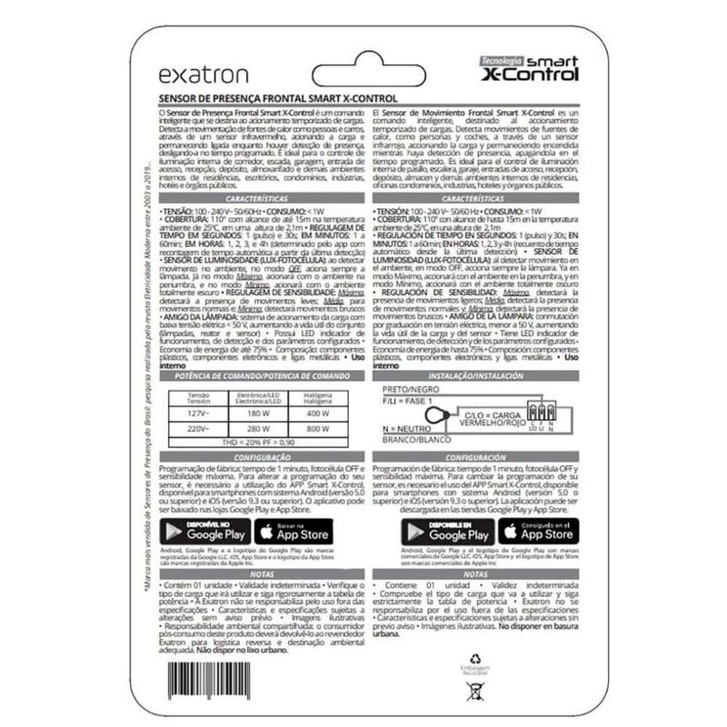 Sensor-de-Presenca-Parede-Articulado-Interno-APP-XControl-LESF4000XC