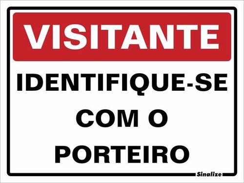 Placa Visitante Indentifique-se 15x20cm em Poliestireno