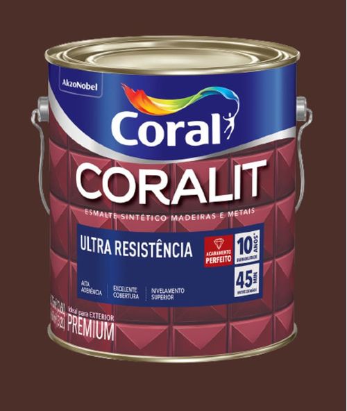 Esmalte Premium Sintético Brilhante Coralit Marrom 3,6L Coral