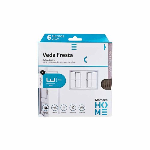 Veda Fresta Auto Adesivo Modelo "E" 2x3mm x 6m Marrom