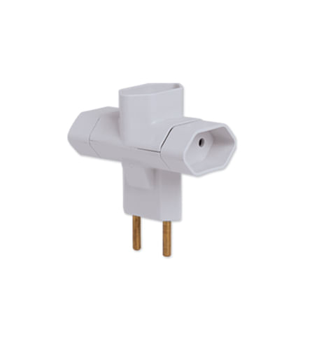 Plugue Benjamim 2P 10 Amperes 2P 10 Amperes 250v Branco