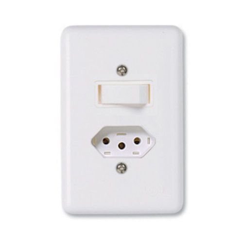 Conjunto Interruptor Paralelo 6A/250V+Tomada 10A 4x2 Branco Stylus