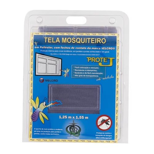Kit Tela Mosquiteira com Velcro 1,25x1,55m Cinza