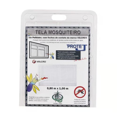 Kit Tela Mosquiteira com Velcro 0,80x1,00m Branca