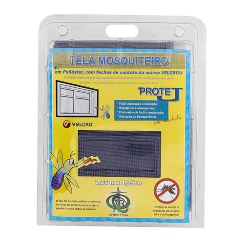 Kit Tela Mosquiteira com Velcro 1,25x1,25m Cinza