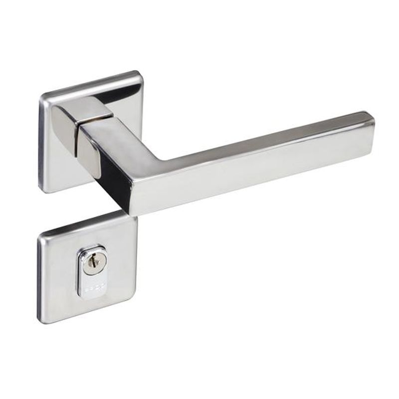 Fechadura-Externa-Roseta-Quadrada-Barra-940-90-55mm-Inox-Polido
