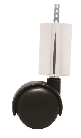 Pé Redondo para Móvel com Rodízio e Bucha 125mm Alumínio Polido
