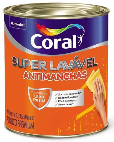Tinta Premium Acrílica Fosco Super Lavável Branco 3,6L Coral