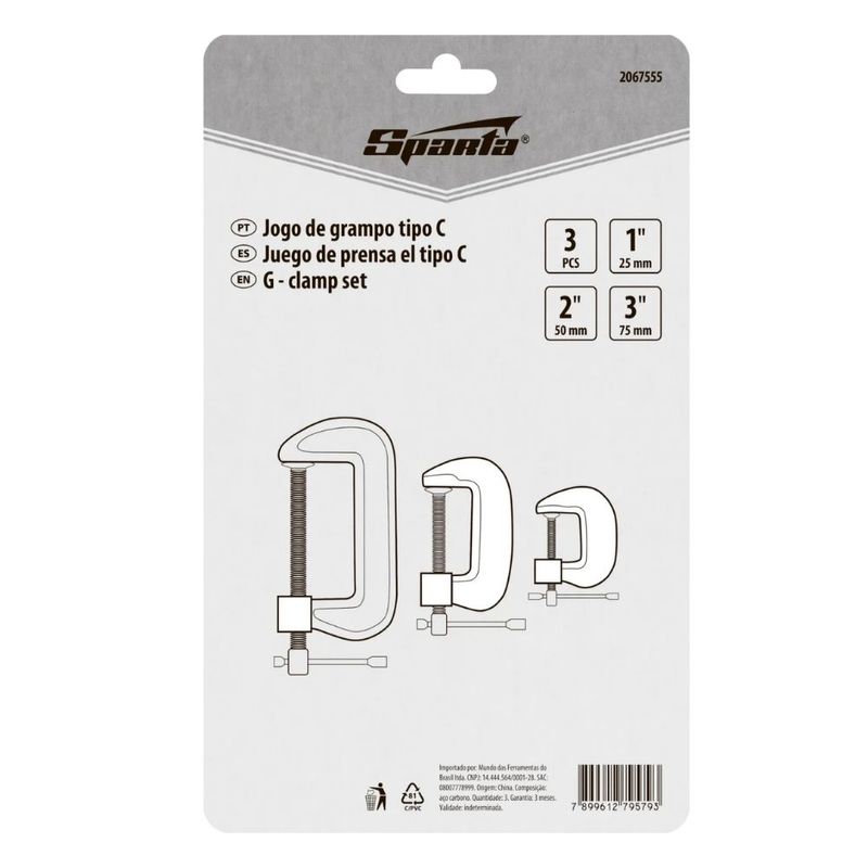 Grampo-Tipo-C-3Pcs-5-6-95cm-Sparta
