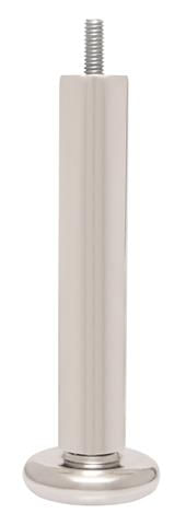 Pé Tubular para Móvel com Sapata e Bucha 150mm Alumínio Polido