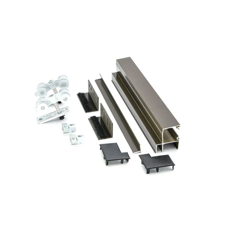 Kit-para-Porta-de-Correr-Suspenso-04-Rodizios-2m-60Kg-Aluminio-Marrom