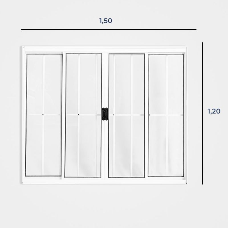 Janela-de-Correr-4-Folhas-com-Grade-Aluminio-Branco-120x150cm