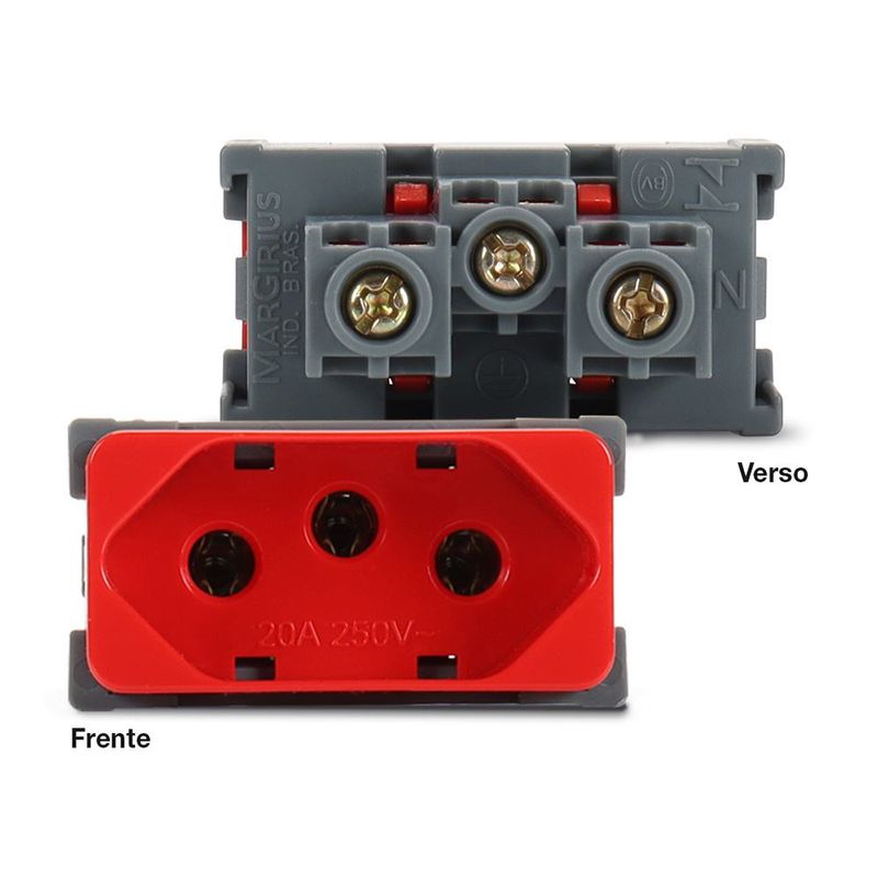 Modulo-Tomada-2P-T-20A-250V-Vermelho-Linha-B3