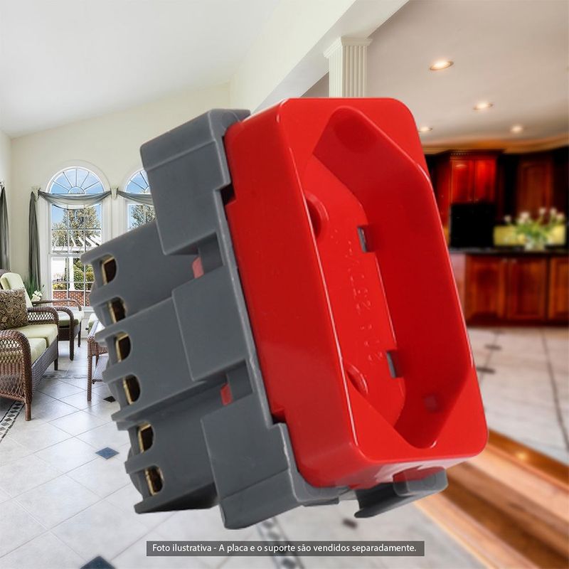 Modulo-Tomada-2P-T-20A-250V-Vermelho-Linha-B3
