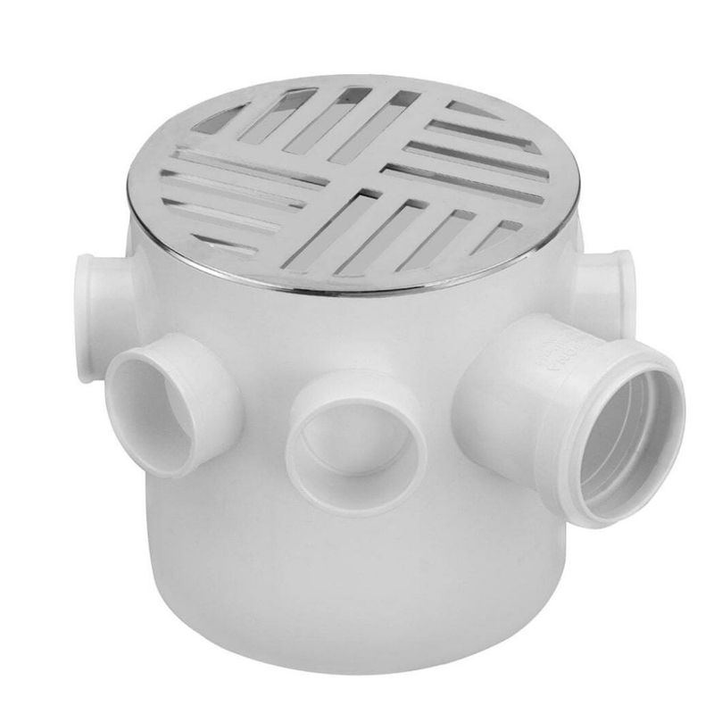 Caixa-Sifonada-com-Grelha-Redonda-Cromada-150-x-150-x-50mm-Krona