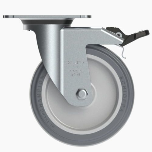 Rodízio Giratório com Freio Termoplástico 125mm 75Kg