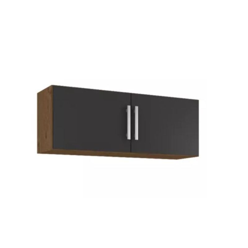 Armario-Aereo-para-Cozinha-Flex-114x40x32cm-MDF-Amendoa-Preto