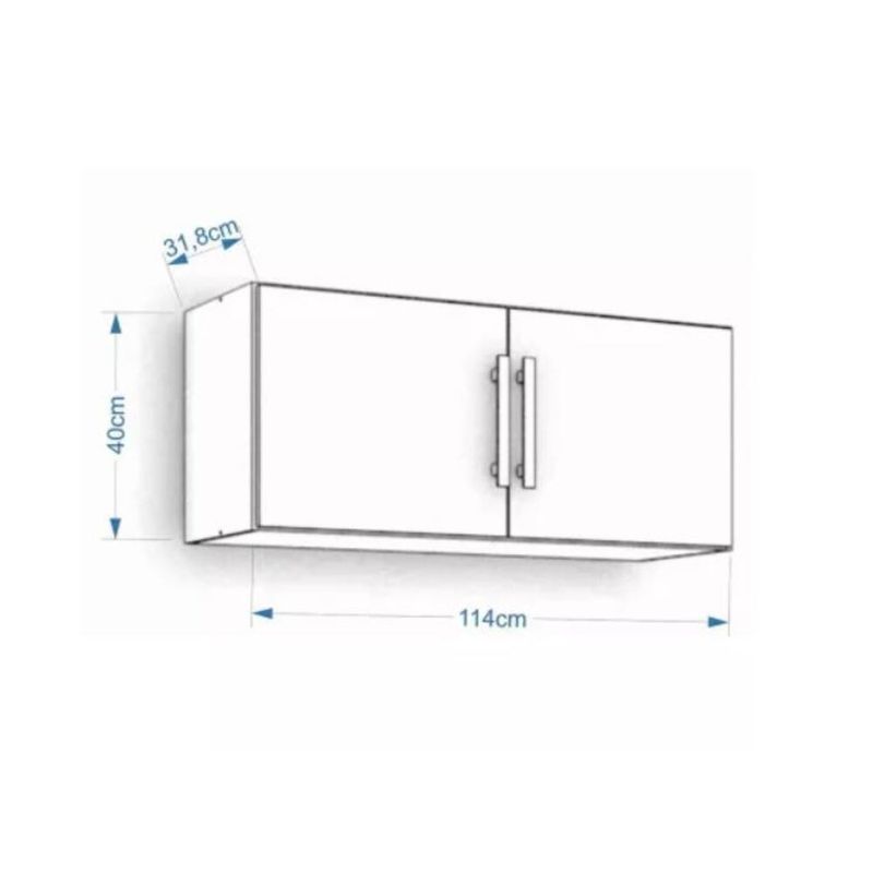 Armario-Aereo-para-Cozinha-Flex-114x40x32cm-MDF-Amendoa-Preto