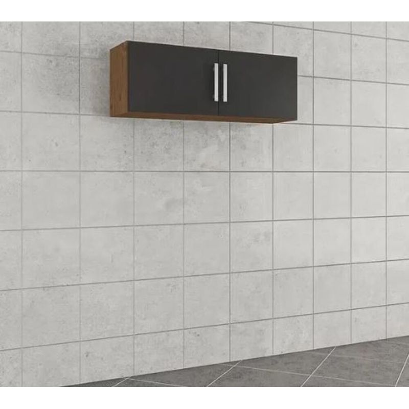 Armario-Aereo-para-Cozinha-Flex-114x40x32cm-MDF-Amendoa-Preto