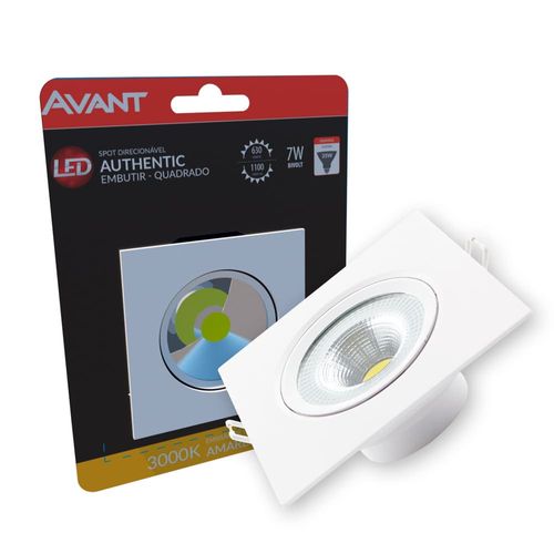 Spot de LED Supimpa Embutir Quadrado Branco 7W 630 Lúmens Luz Amarela
