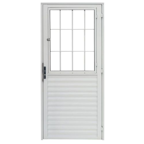Porta Postigo Vidro Liso Alumínio Branco Direito 210x80cm