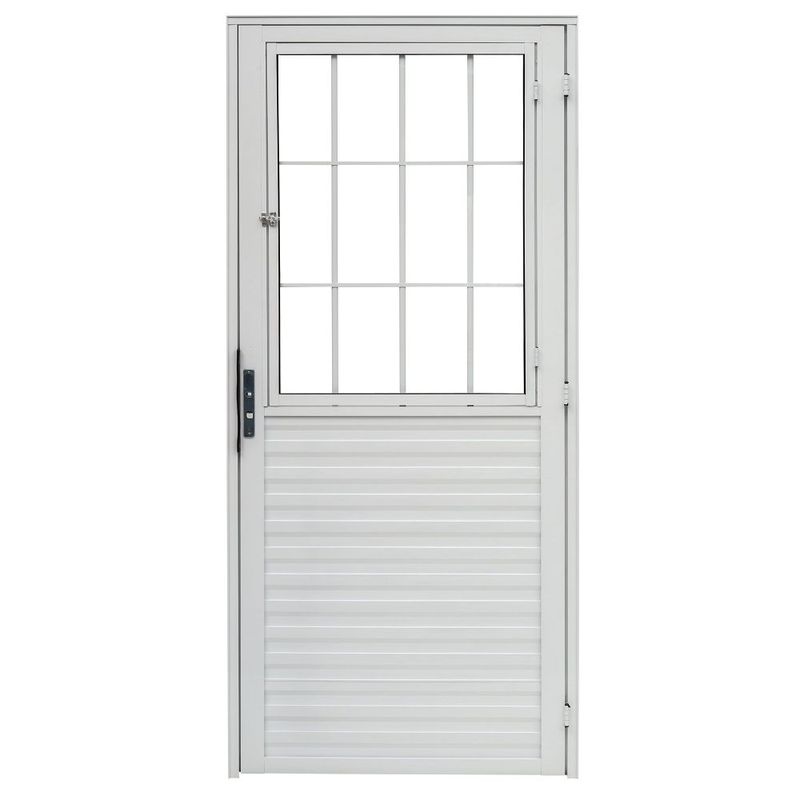 Porta-Postigo-Vidro-Liso-Aluminio-Branco-Direito-210x80cm
