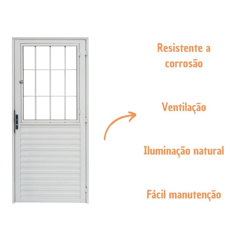 Porta-Postigo-Vidro-Liso-Aluminio-Branco-Direito-210x80cm