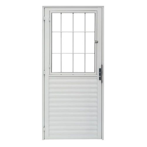 Porta Postigo Vidro Liso Alumínio Branco Esquerdo 210x80cm