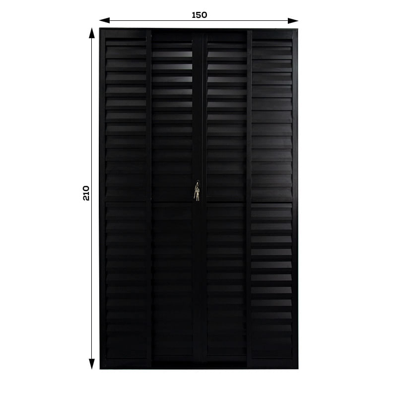 Porta-Balcao-Veneziana-6-Folhas-Vidro-Liso-Aluminio-Preto-210x150cm