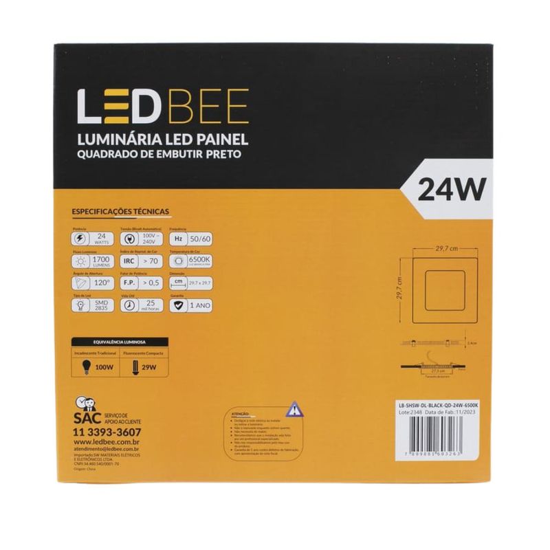 Painel-de-Led-Embutir-Quadrado-Preto-24w-29cm-1800-Lumens-Luz-Branca