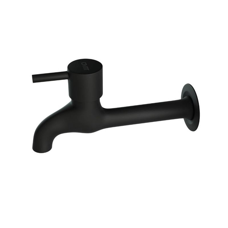Torneira-para-Tanque-Jardim-Parede-Curta-Metal-Alavanca-Preto-Fosco