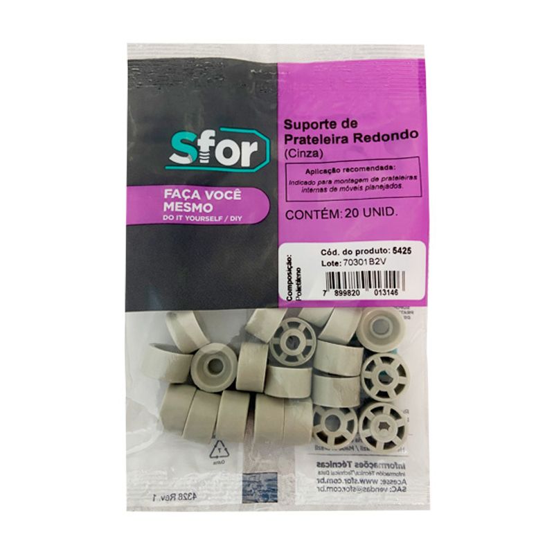 Suporte-de-Prateleira-Redondo-10mm-Cinza-20-Pecas
