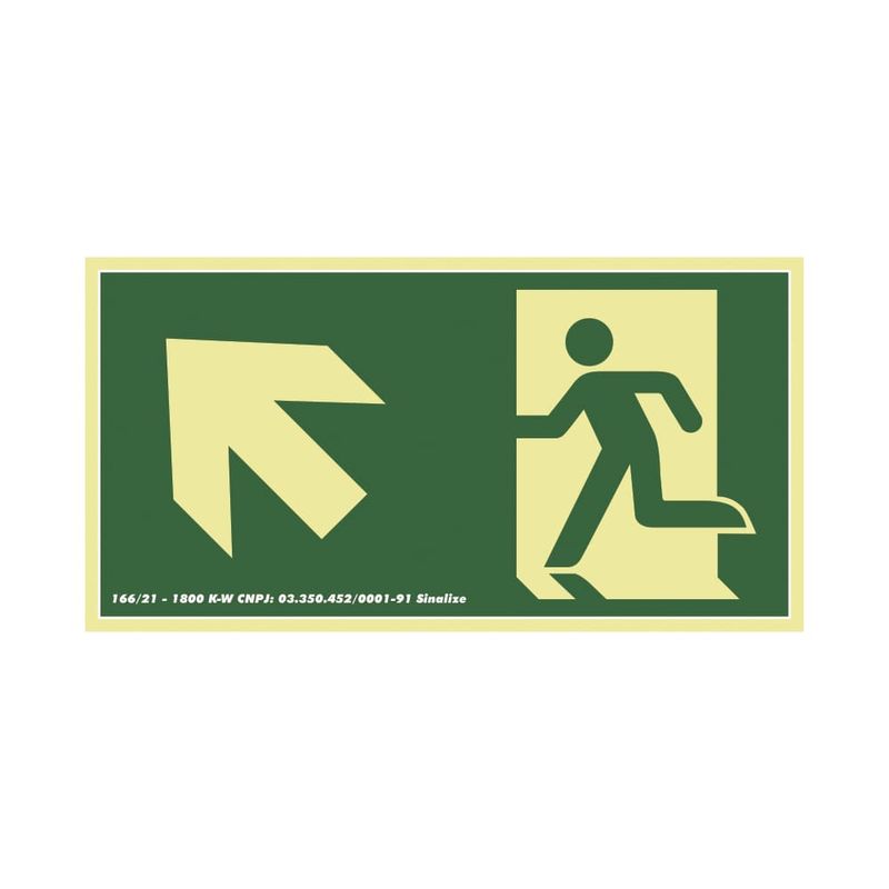 Placa-Saida-Esquerda-Cima-30x15cm-em-PVC-Fotoluminescente