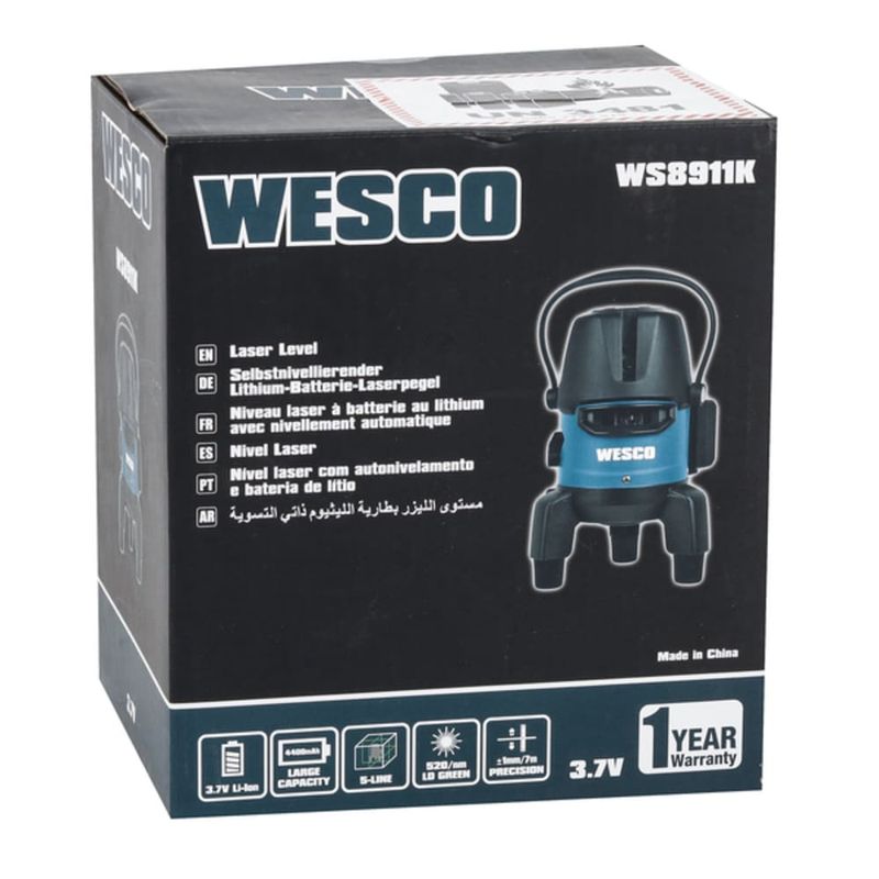 Nivel-a-Laser-Verde-10-metros-5-linhas-WS8911K-c--Bolsa-Wesco