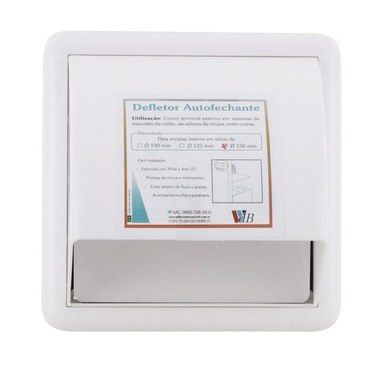 Defletor-Autofechante-Branco-para-Encaixe-Interno-em-Tubos-de-150mm