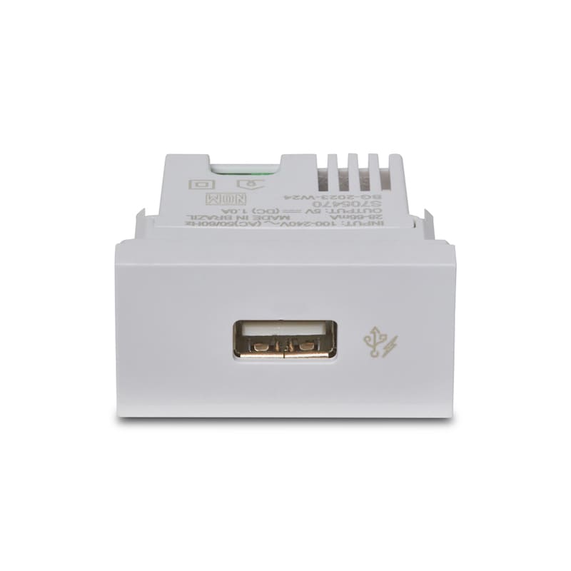 Modulo-Carregador-USB-1A-Bivolt-Branco-Orion