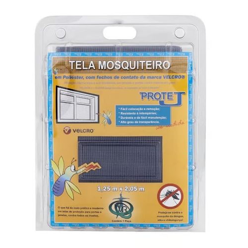 Kit Tela Mosquiteira com Velcro 1,25x2,05m Cinza
