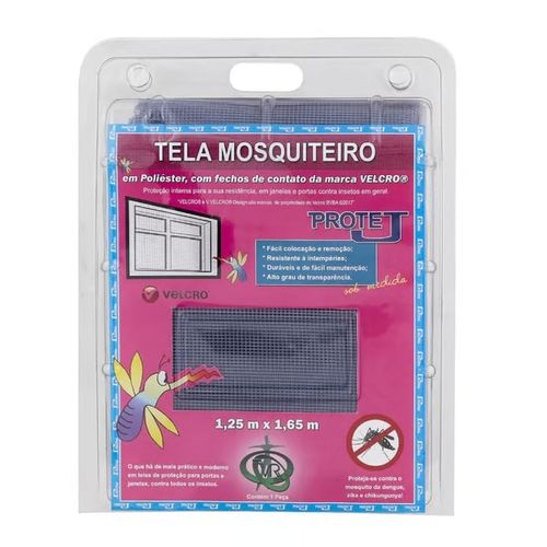 Kit Tela Mosquiteira com Velcro 1,25x1,65m Cinza