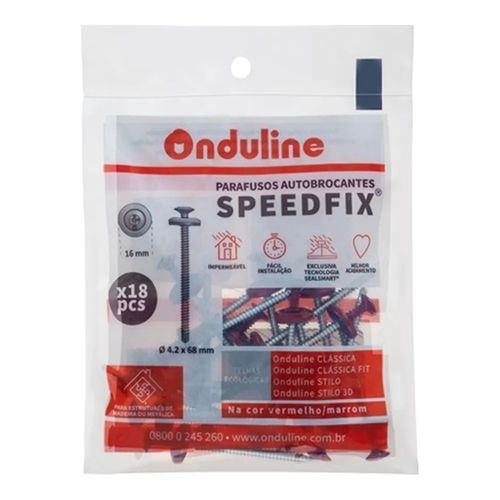 Kit Parafuso Speedfix Vermelho e Marrom Pacote 18 Unidades Onduline