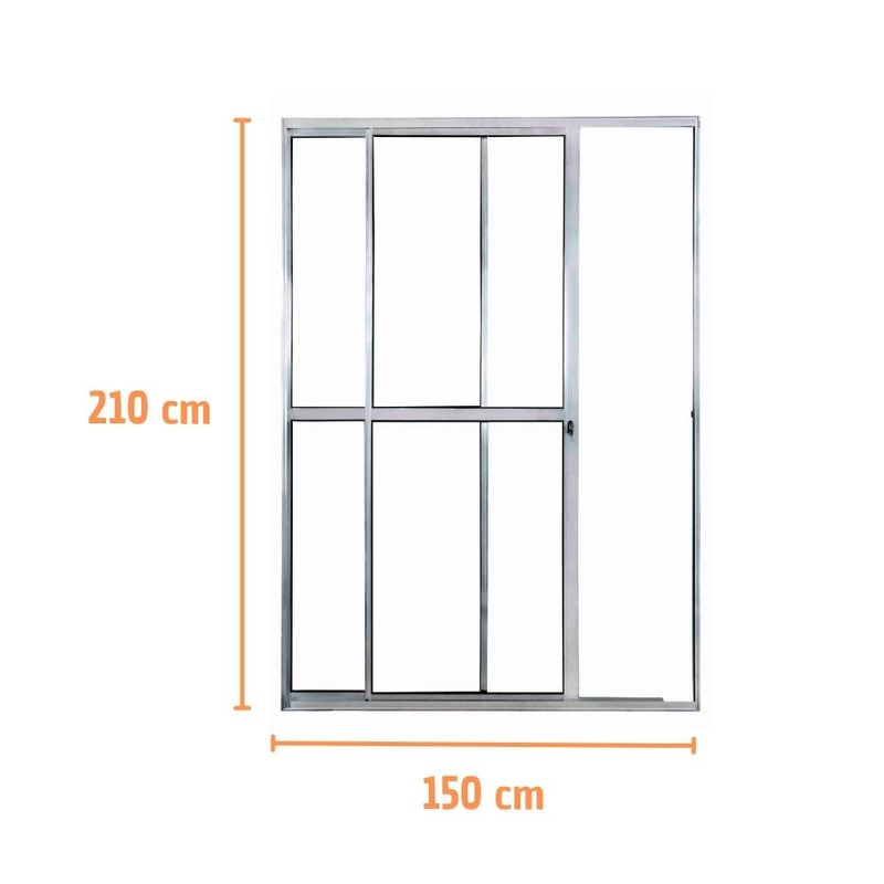 Porta-de-Correr-2-Folhas-Aluminio-Brilhante-210x150cm