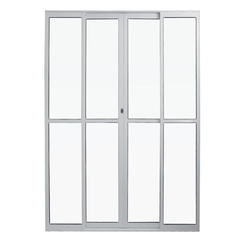 Porta-de-Correr-4-Folhas-Vidro-Liso-Aluminio-Branco-210x200cm