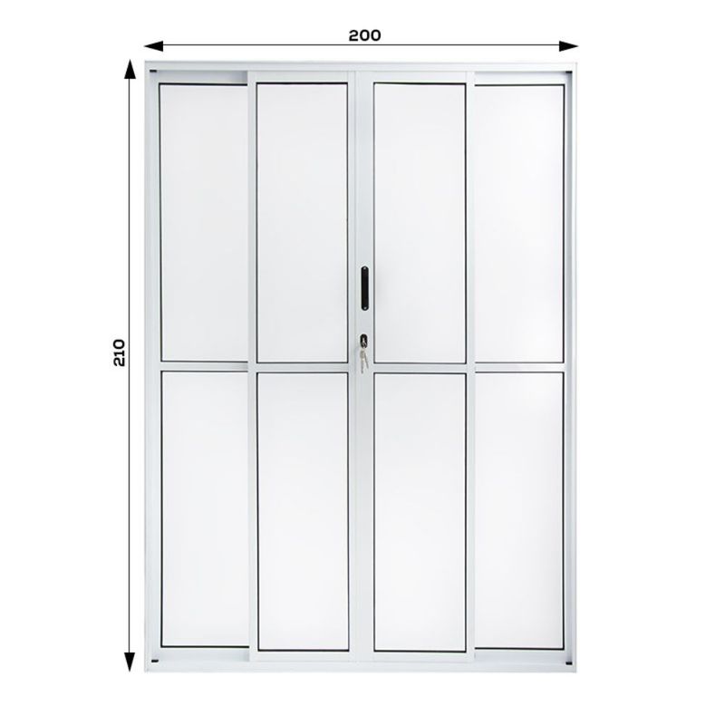 Porta-de-Correr-4-Folhas-Vidro-Liso-Aluminio-Branco-210x200cm