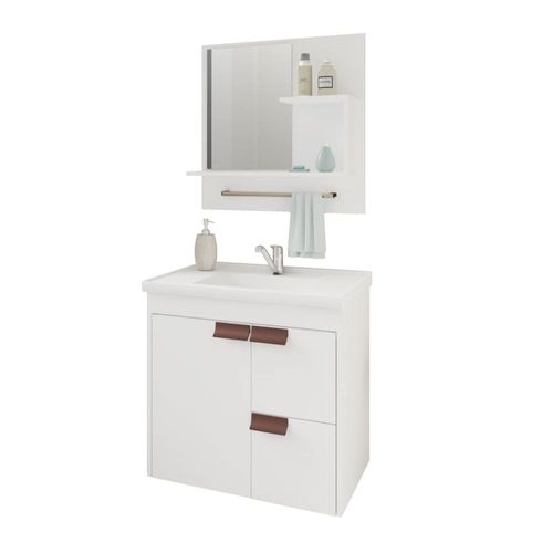 Kit Gabinete para Banheiro Tulipa Branco 59cm
