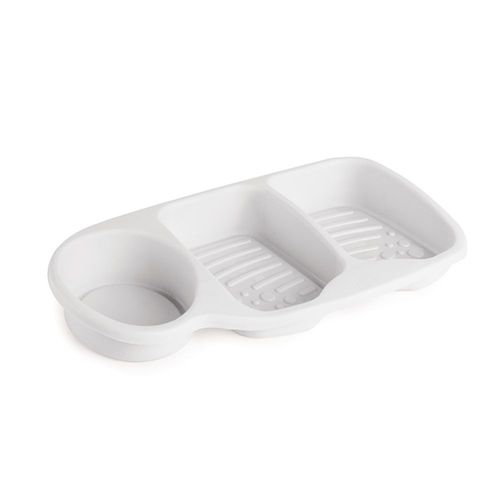 Porta Detergente e Bucha para Cozinha Branco Plasútil 3 Divisórias B3