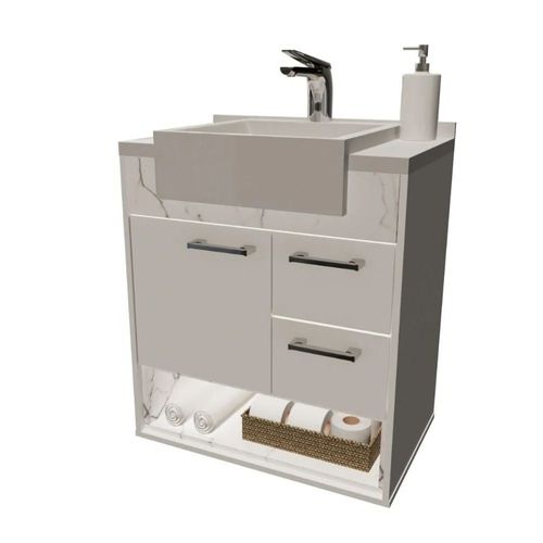 Gabinete para Banheiro Delta Branco/Marmore Branco 56,6cm