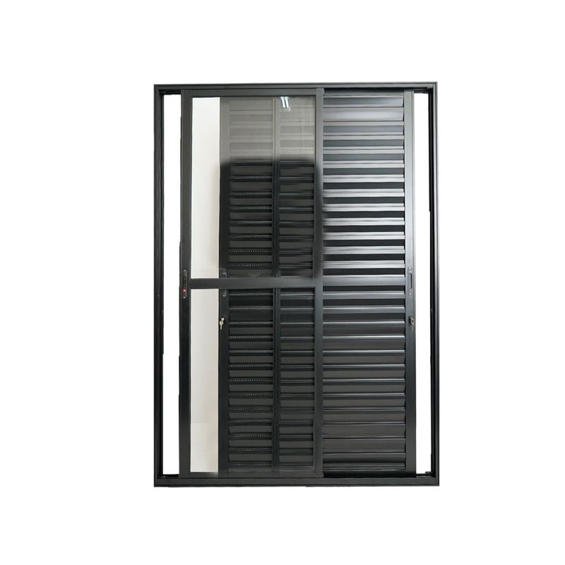 Porta-Balcao-Veneziana-3-Folhas-Vidro-Liso-Aluminio-Preto-210x120cm