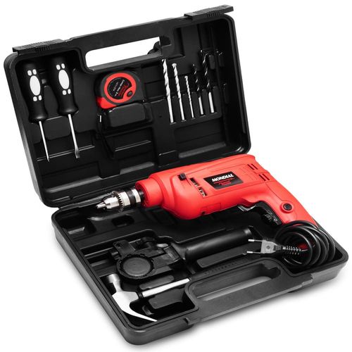 Kit Furadeira de Impacto 3/8" (10mm) 650W NFFI-07M 127V Mondial