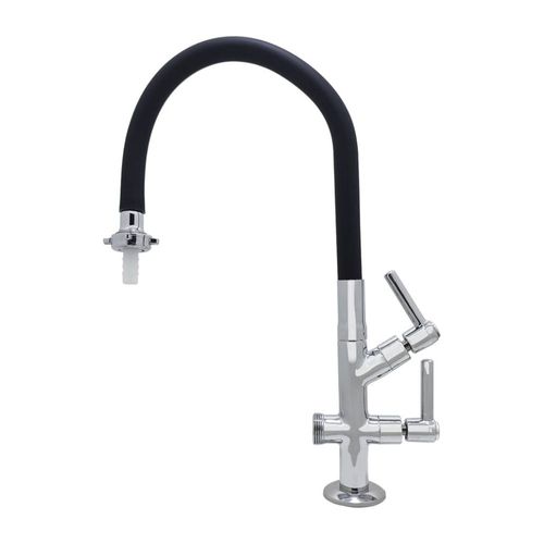 Torneira para Tanque/Jardim Mesa Longa Flexível com Bico C53 Preto