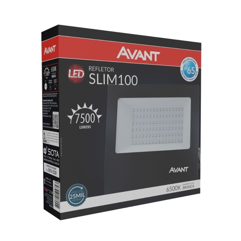 Refletor-de-LED-Slim-100W-IP66-7500-Lumens-Luz-Branca
